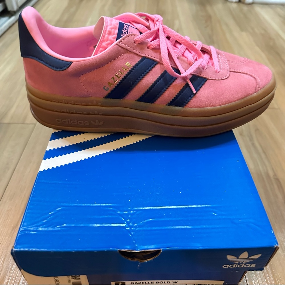 Pink Adidas Gazelle Platform Sneakers Size 8.5 - Picture 4 of 6